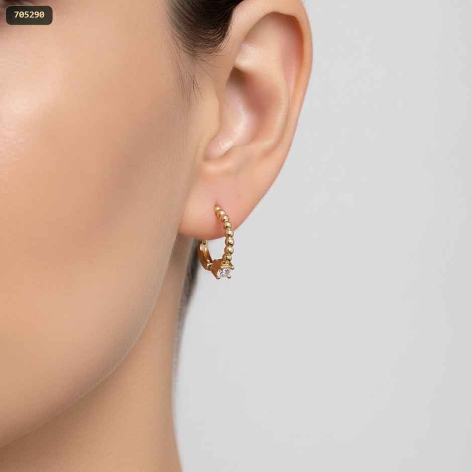 Arete Argolla 13MM Solitario Cristal - con modelo