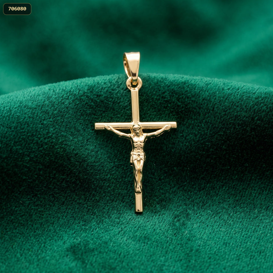 Dije Cruz Latina Cristo INRI34*16MM - fondo blanco