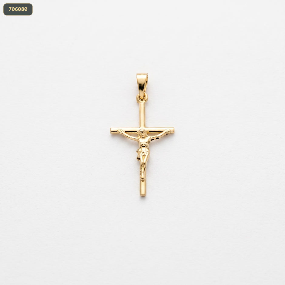Dije Cruz Latina Cristo INRI34*16MM - fondo verde