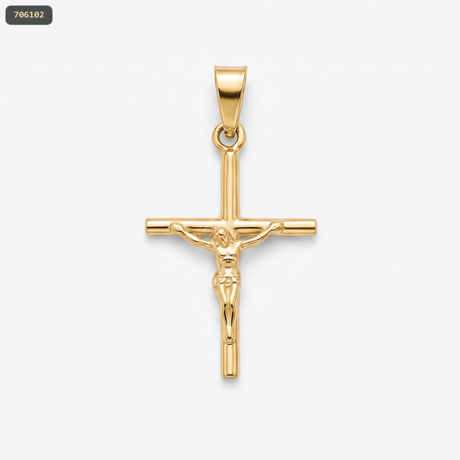 Dije Cruz Cristo Clasico 30*14.5MM - fondo blanco