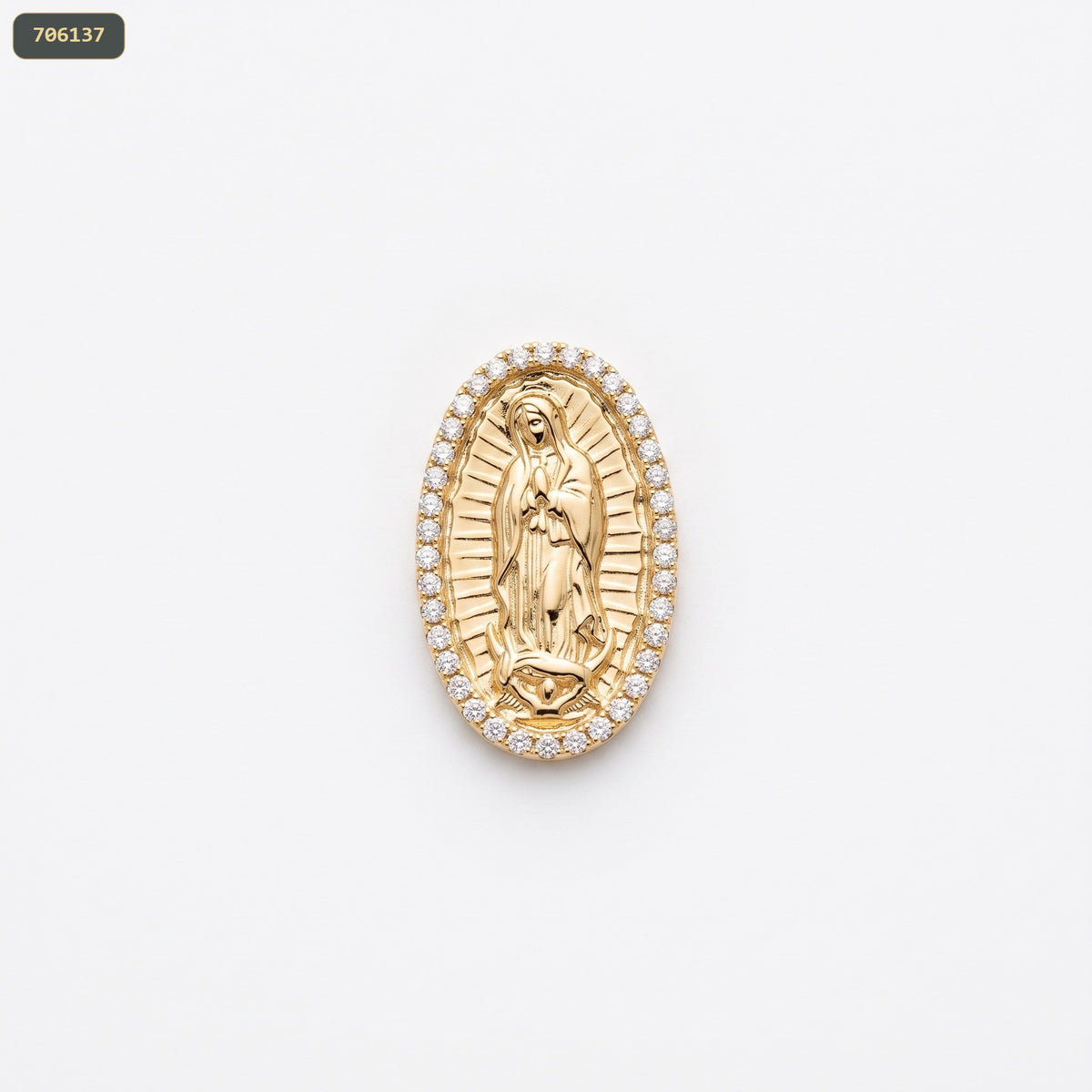 Dije Guadalupe Borde Piedras - fondo blanco