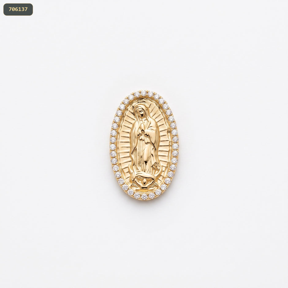 Dije Guadalupe Borde Piedras - fondo blanco