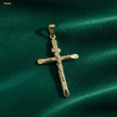 Dije Cristo Inri 38*20MM Puntas Planas - fondo verde