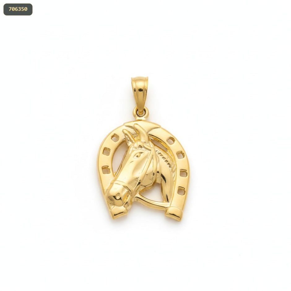 Dije Herradura Caballo Dorado - fondo blanco