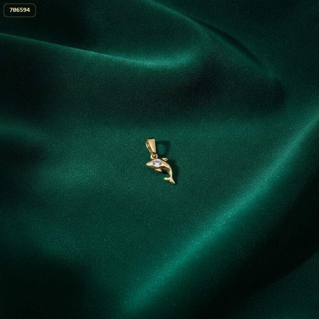Dije Delfin Punto Zircon - fondo verde
