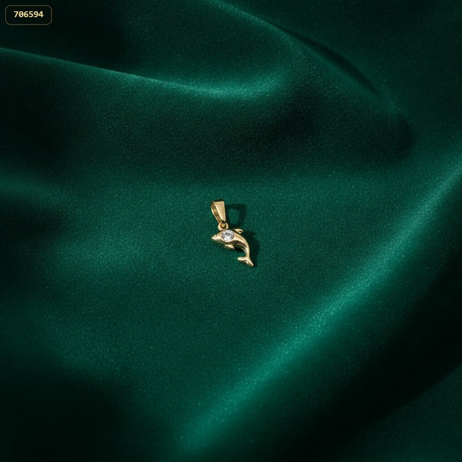 Dije Delfin Punto Zircon - fondo verde