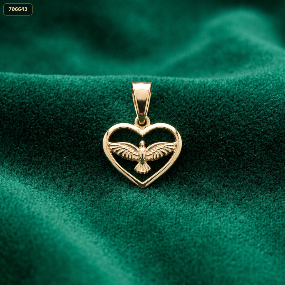 Dije Corazon/espiritu Santo 17*12.5 - fondo verde
