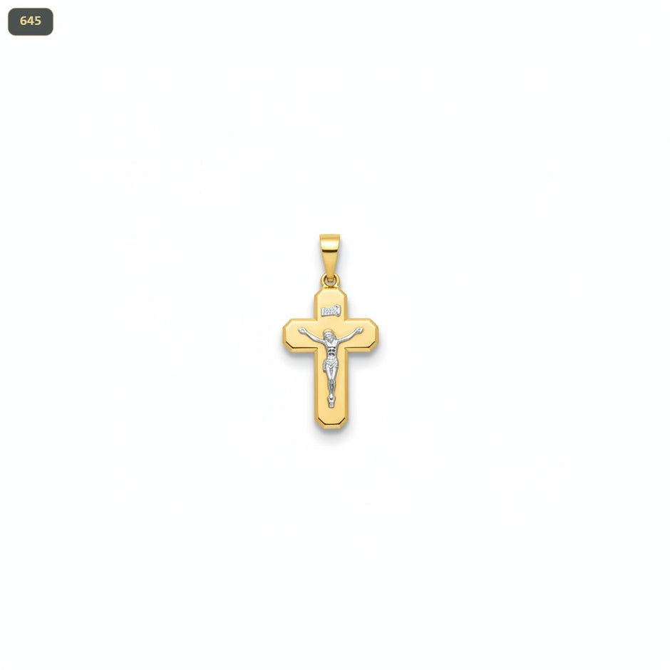 Dije Cruz Plana Cristo Plateador 14*27MM - con modelo