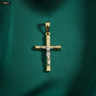 Dije Cruz Semi Cilindrica Cristo Plateado Puntas Redondas - fondo verde