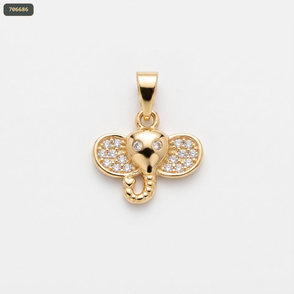 Dije Elefante con Zircones de Cristal - fondo blanco