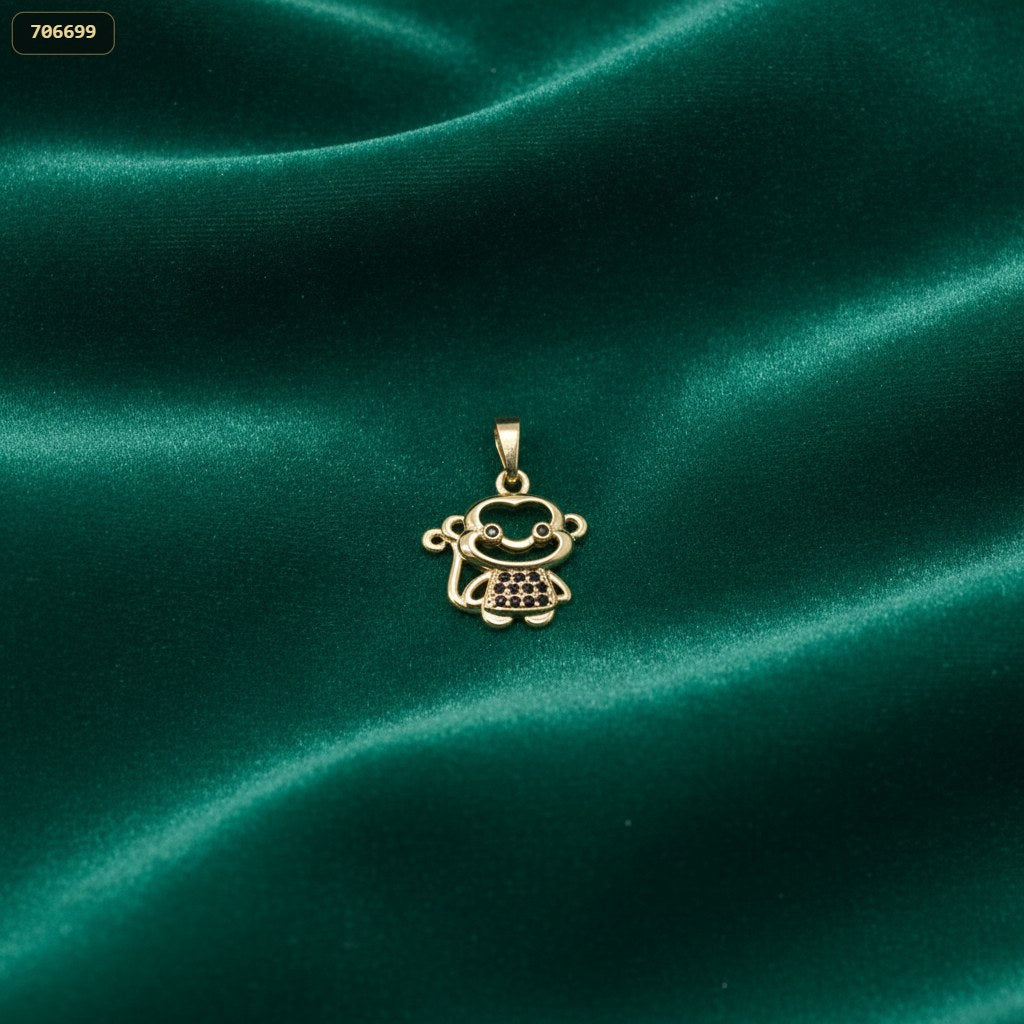 Dije Mono Filtrado con Piedras - fondo verde