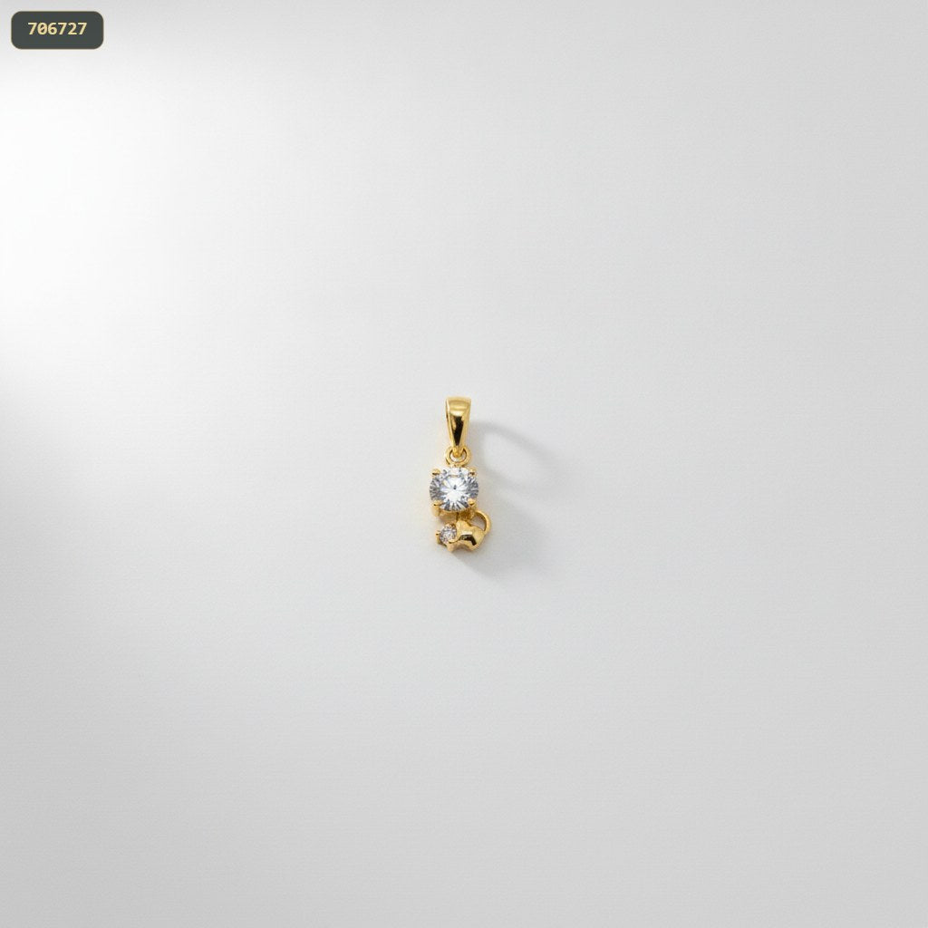 Dije Gato 14MM con Zircon - fondo blanco