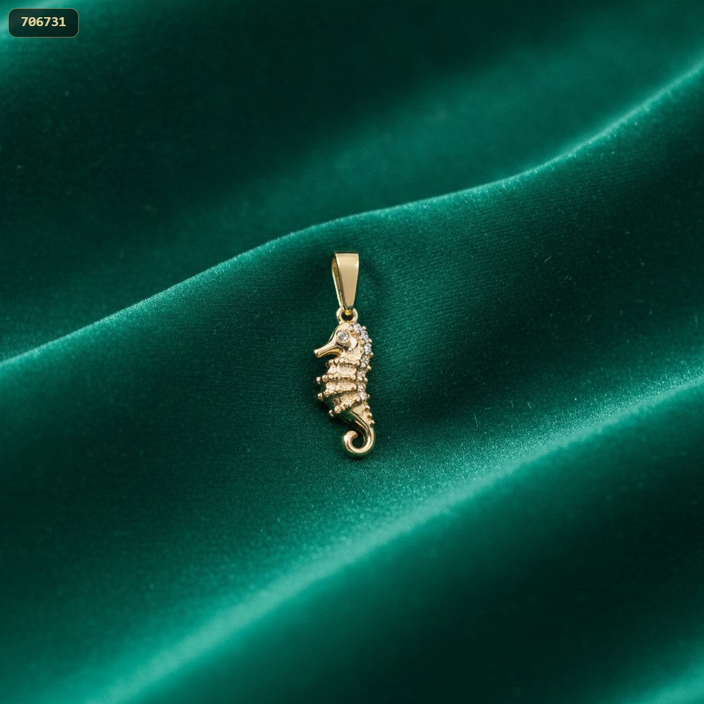 Dije Caballo Marino con Zircones - fondo verde