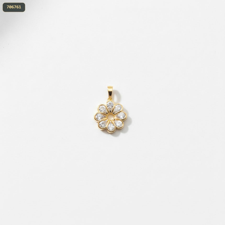Dije Flor Gotas de Zircon - fondo blanco