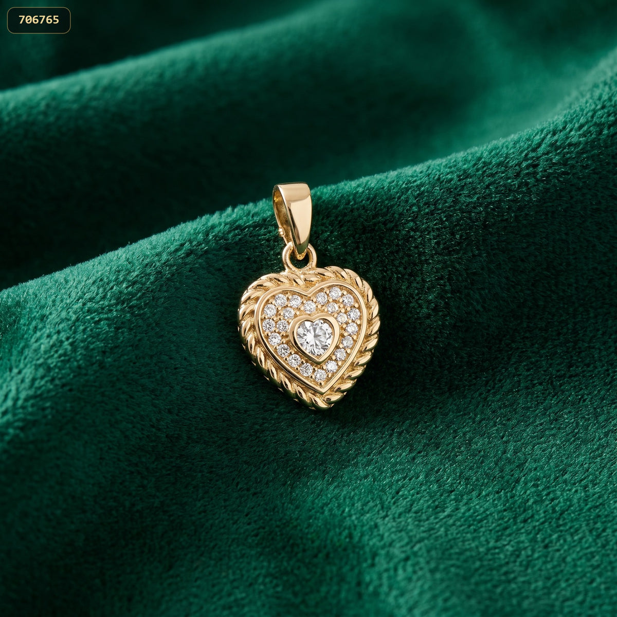 Dije Corazon Cristal Borde Detalles Lt 11*21MM - fondo blanco