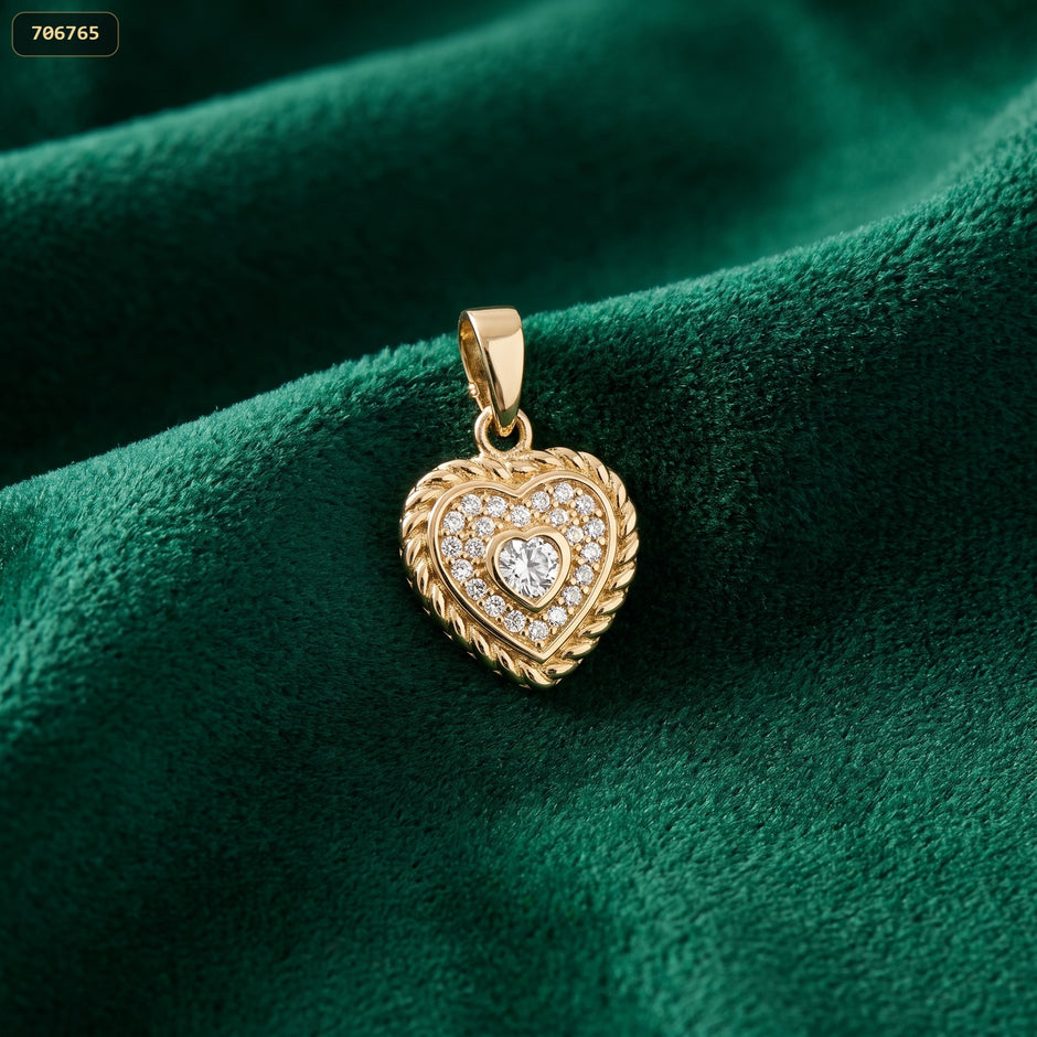 Dije Corazon Cristal Borde Detalles Lt 11*21MM - fondo blanco