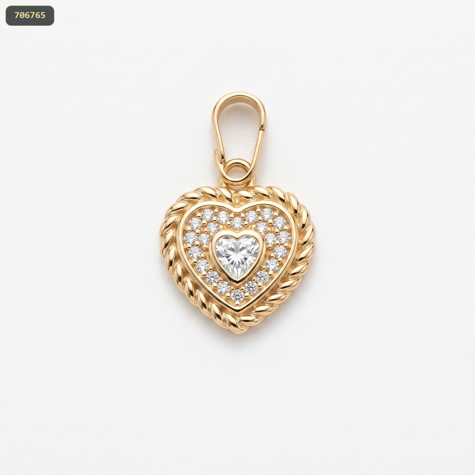 Dije Corazon Cristal Borde Detalles Lt 11*21MM - con modelo