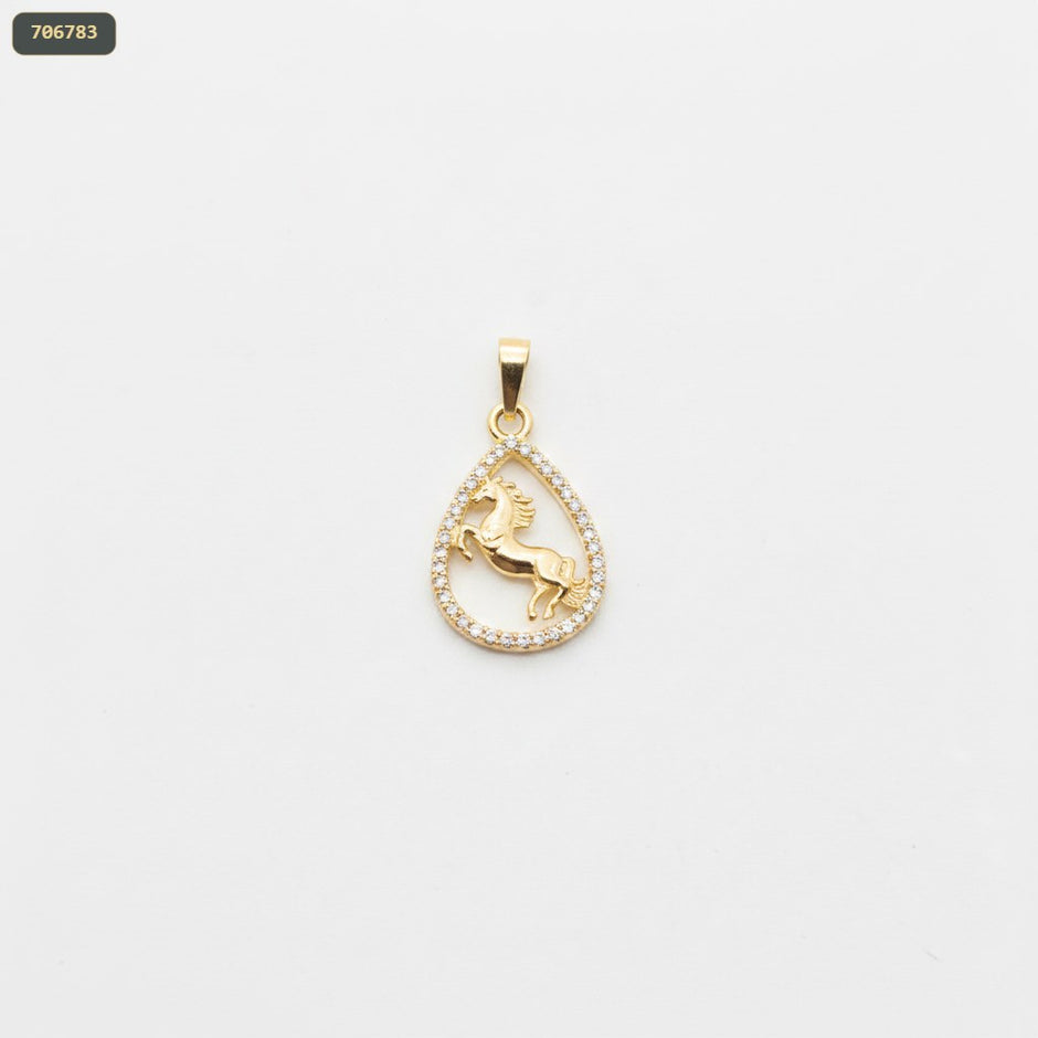 Dije Gota Zircones Caballo Estampado - fondo blanco