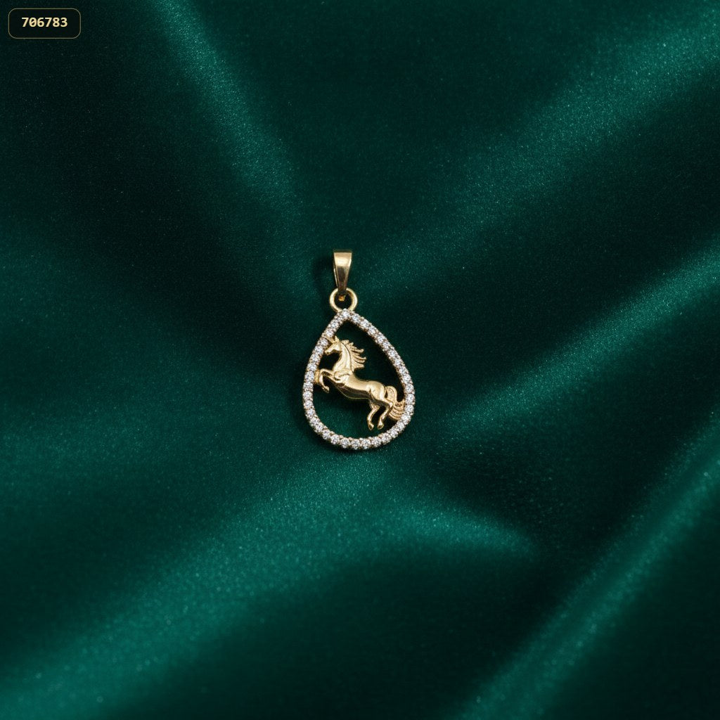 Dije Gota Zircones Caballo Estampado - fondo verde