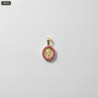 Dije Medalla Guadalupe 12MM Borde Zircones Rosa - con modelo