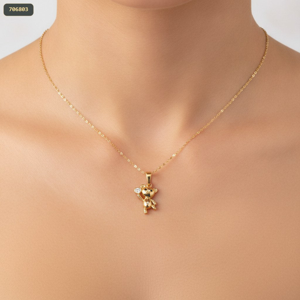 Dije Oso Mano Levantada con Corazon Zircon - con modelo