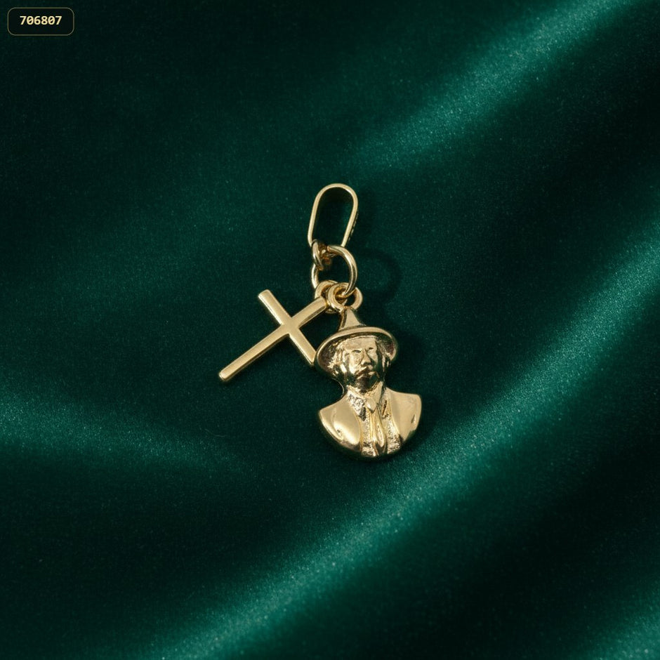 Dije San Gregorio con Cruz Clasica - fondo verde