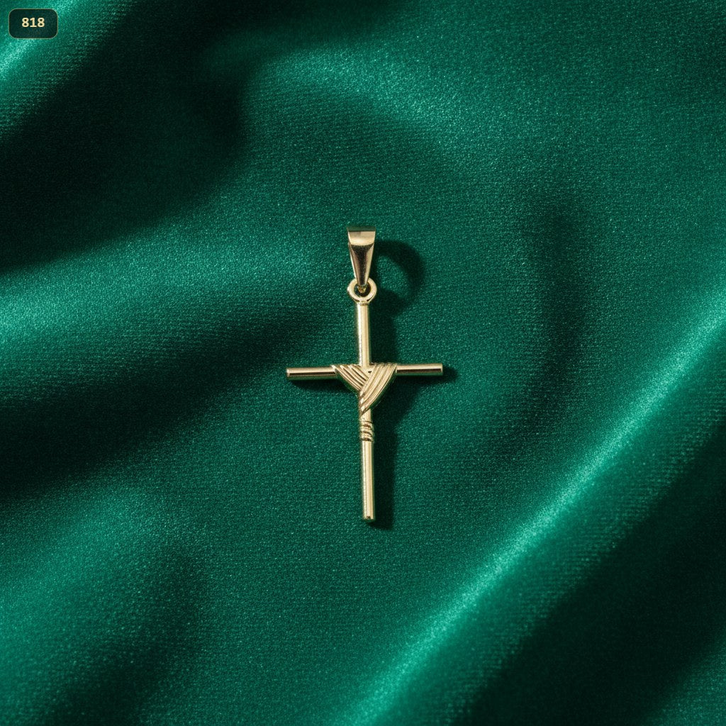 Dije Cruz 21MM con Base Solida - fondo verde