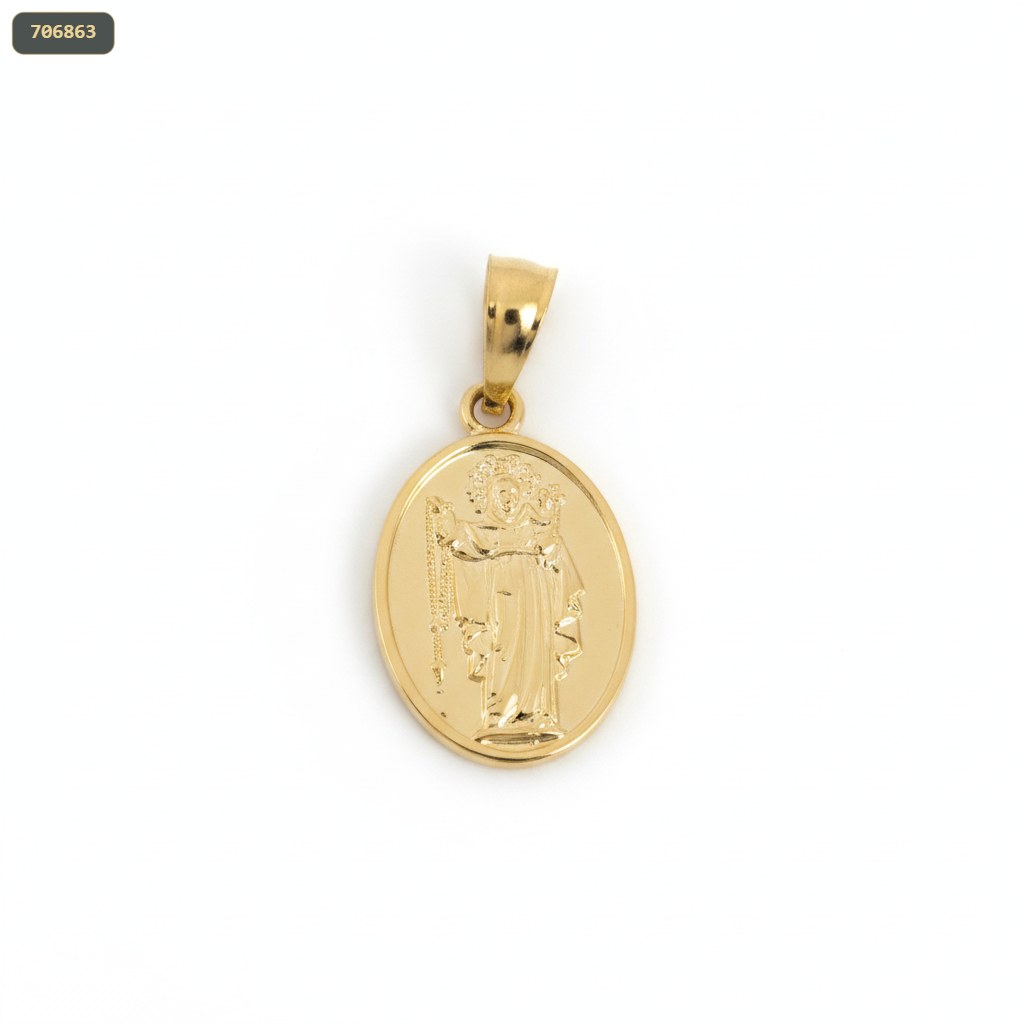 Dije Medalla Clasica Virgen del Carmen 19.3*9MM - fondo blanco