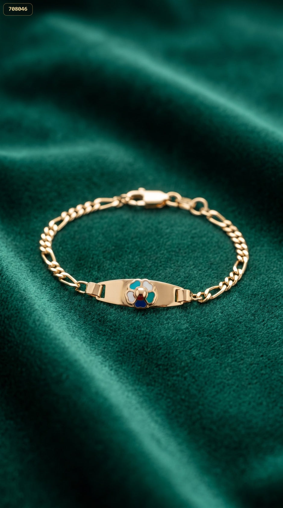 Pulsera Esclava Flor 14CM Tejido Cartier - fondo verde