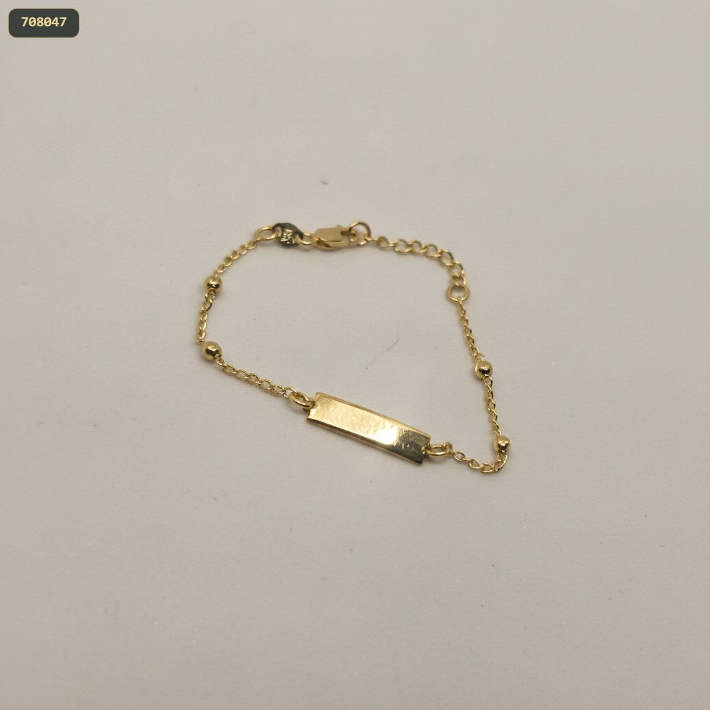 Pulsera Eslabones 1*14CM/PLACA Lisa 4.6*20MM Balin 3MM - fondo blanco