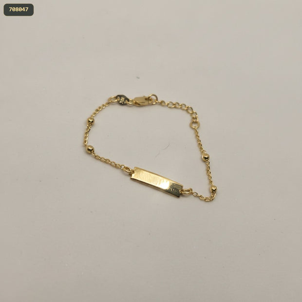 Pulsera Eslabones 1*14CM/PLACA Lisa 4.6*20MM Balin 3MM - fondo blanco