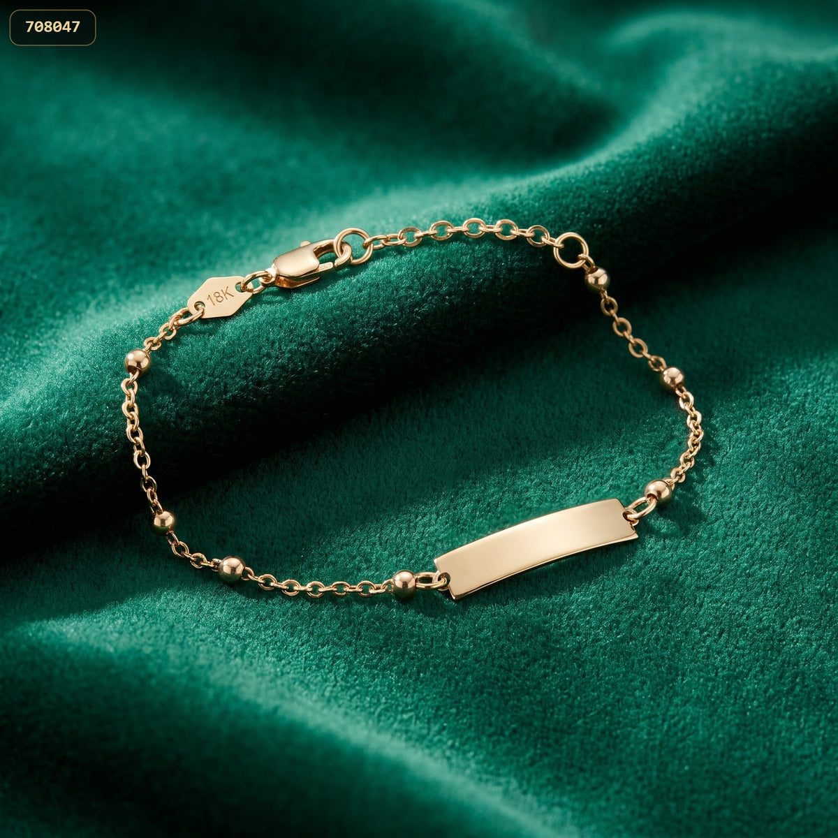 Pulsera Eslabones 1*14CM/PLACA Lisa 4.6*20MM Balin 3MM - fondo verde