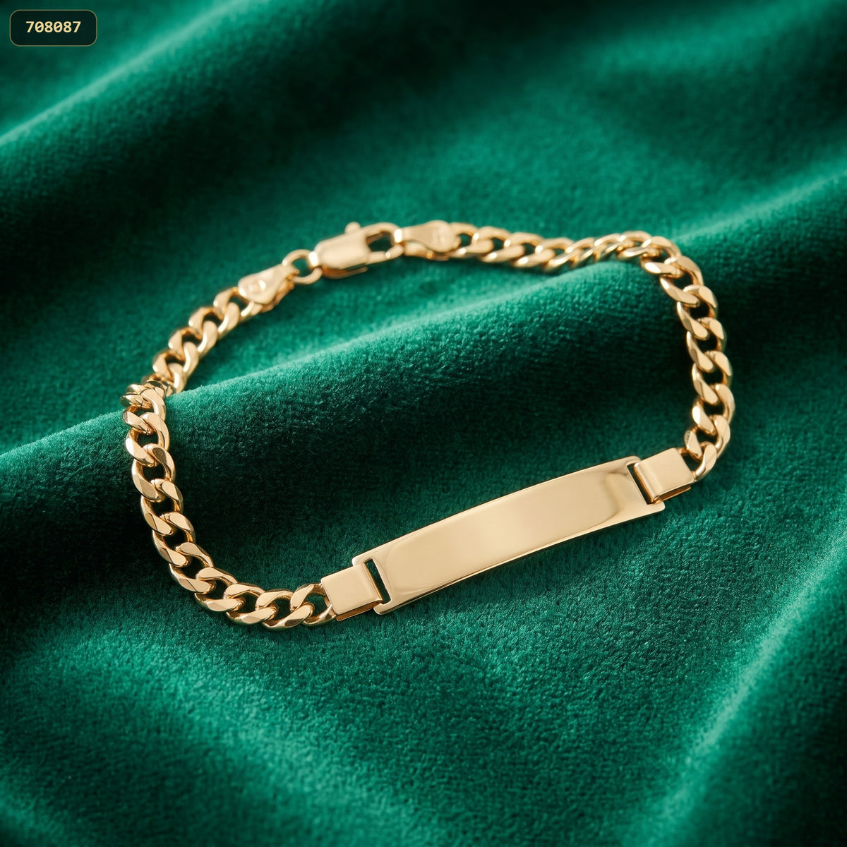 Pulsera Placa Tejido Cubana 21CM 5MM - fondo verde