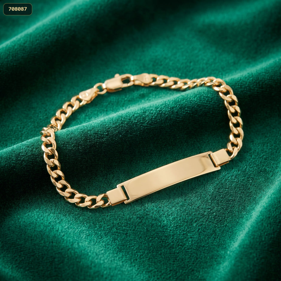 Pulsera Placa Tejido Cubana 21CM 5MM - fondo verde