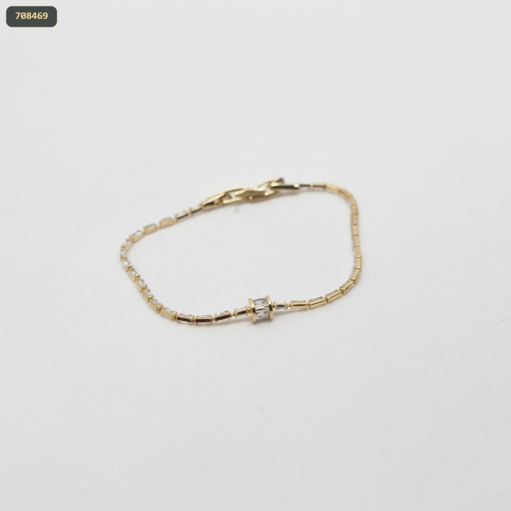 Pulsera Tipo Tennis Baguette/centro Pasante Cristal 18CM - fondo blanco