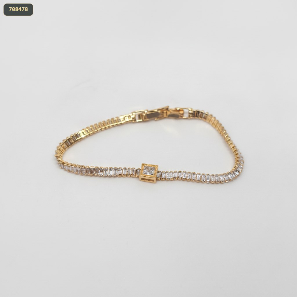 Pulsera Tipo Tennis Rectangular/centro Cristal 18CM - fondo blanco