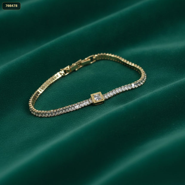 Pulsera Tipo Tennis Rectangular/centro Cristal 18CM - fondo verde