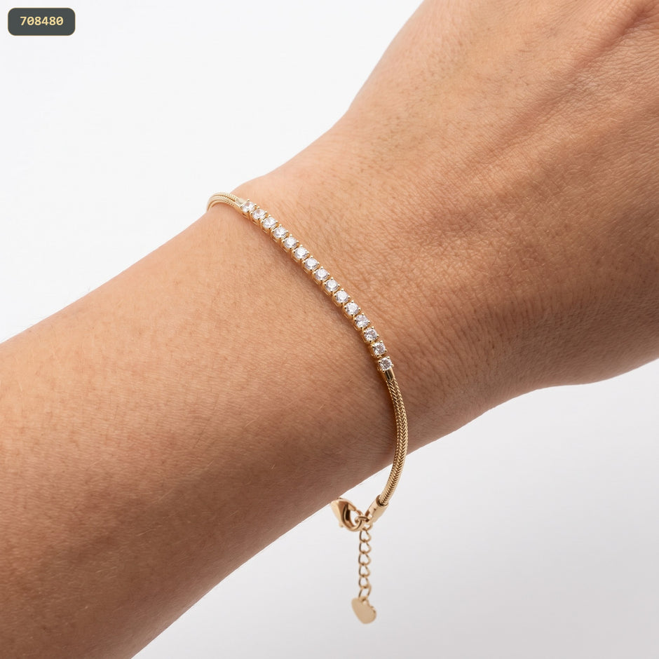 Pulsera Cola Ratón con 17 Piedras - fondo verde