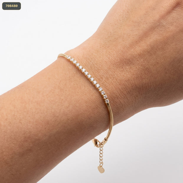 Pulsera Cola Ratón con 17 Piedras - fondo verde