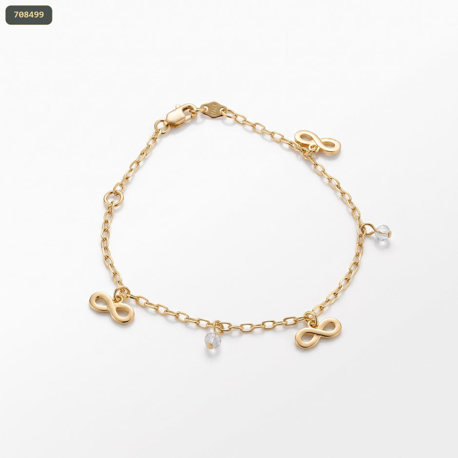 Pulsera 3 Infinitos 10MM con 2 Zircones - fondo blanco
