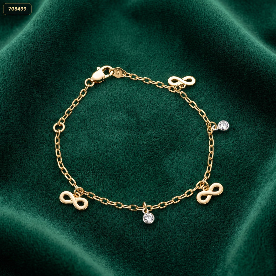 Pulsera 3 Infinitos 10MM con 2 Zircones - fondo verde