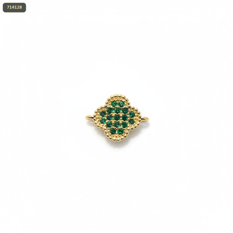 Separador Trébol con Zircones Verdes y 2 Argollas - fondo blanco