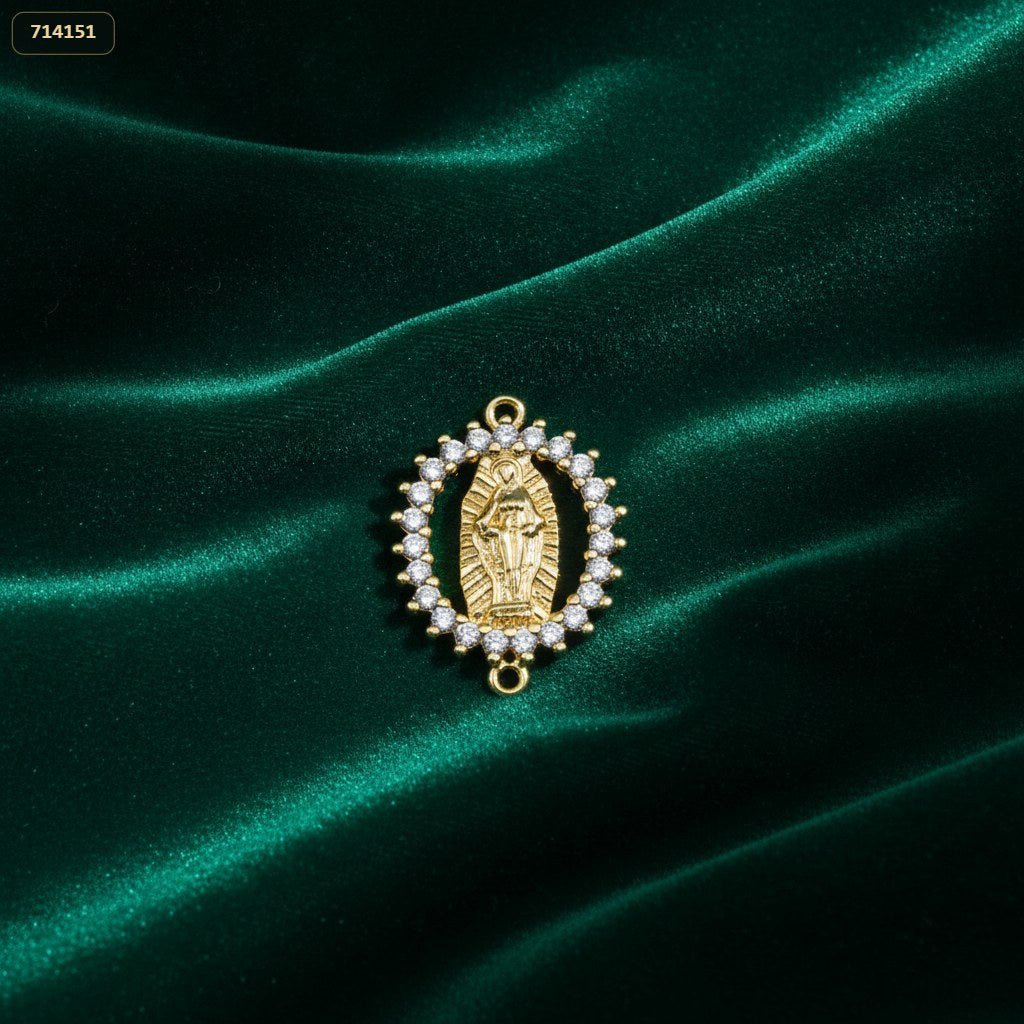 Separador Medalla Milagrosa Borde Z. Cristal Lt 14*20MM - fondo verde