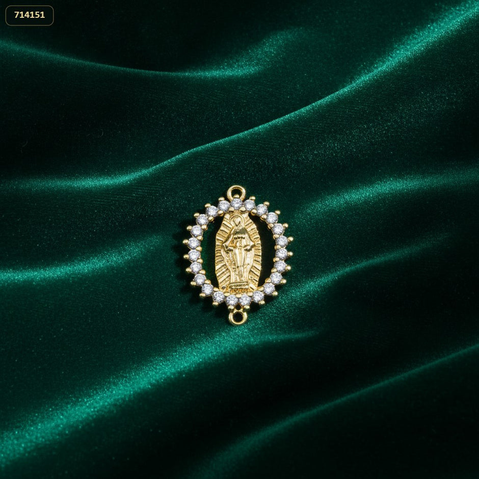 Separador Medalla Milagrosa Borde Z. Cristal Lt 14*20MM - fondo verde