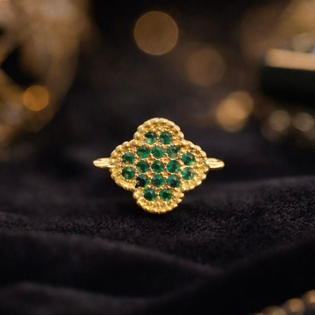 Separador Trebol con Zircones Verdes y 2 Argollas