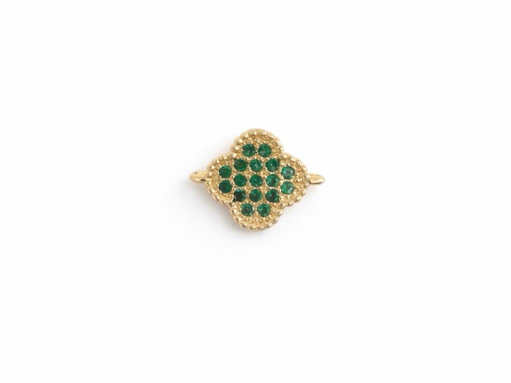 Separador Trebol con Zircones Verdes y 2 Argollas