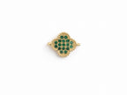Separador Trebol con Zircones Verdes y 2 Argollas