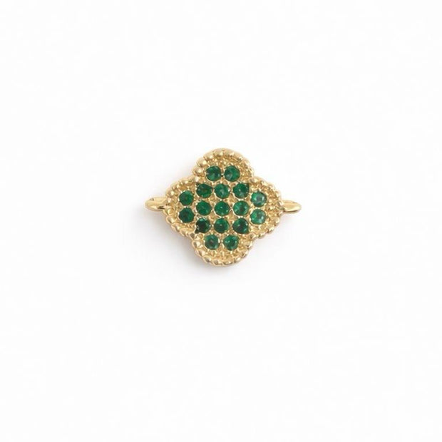 Separador Trebol con Zircones Verdes y 2 Argollas